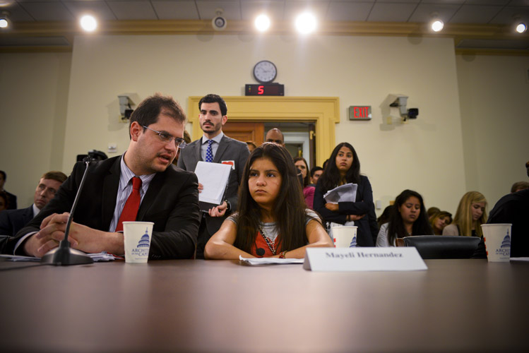 Mayeli Hernandez, a twelve-year-old from Honduras, testifies before Congress, describing the violent conditions at home that compelled her to make the dangerous journey through Mexico to the United States in search of safety. “...It was very ugly to see the blood running on the ground,