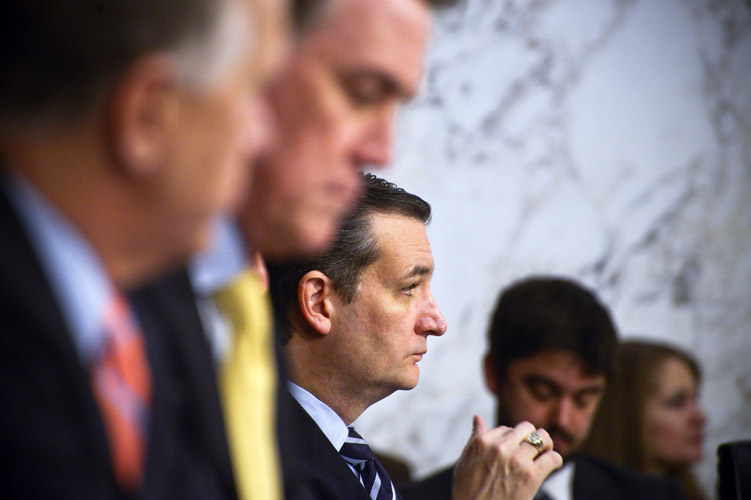 Ted Cruz attends the Senate Judiciary Committee confirmation hearings on Loretta Lynch, President Obama's Attorney General nominee. When Lynch expressed her belief that the President's executive immigration orders were legal, Cruz emerged as one of the most voracious opponents of her nomination. He declared his intention to torpedo her confirmation over the issue. While many other Republicans remained uncommitted to Lynch for weeks, she was eventually confirmed 56-43.