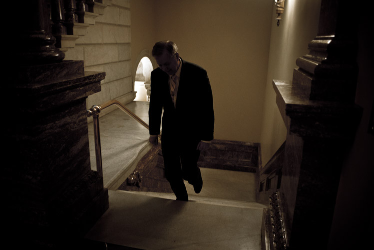 Lindsey Graham walks up the stairs and towards the Senate for an early morning vote on funding for the Homeland Security Department. Graham, one of the most prominent hawks in the Senate, had been dropping hints for months that he would launch a national campaign. Graham based his candidacy on his foreign policy credentials in a move many perceived as a stark contrast to Rand Paul's libertarian beliefs.